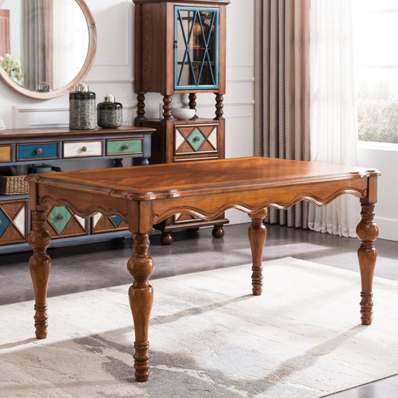 Medieval Modern Rubber Wood Table 51.5"L Rectangle Table with Wooden 4 Legs