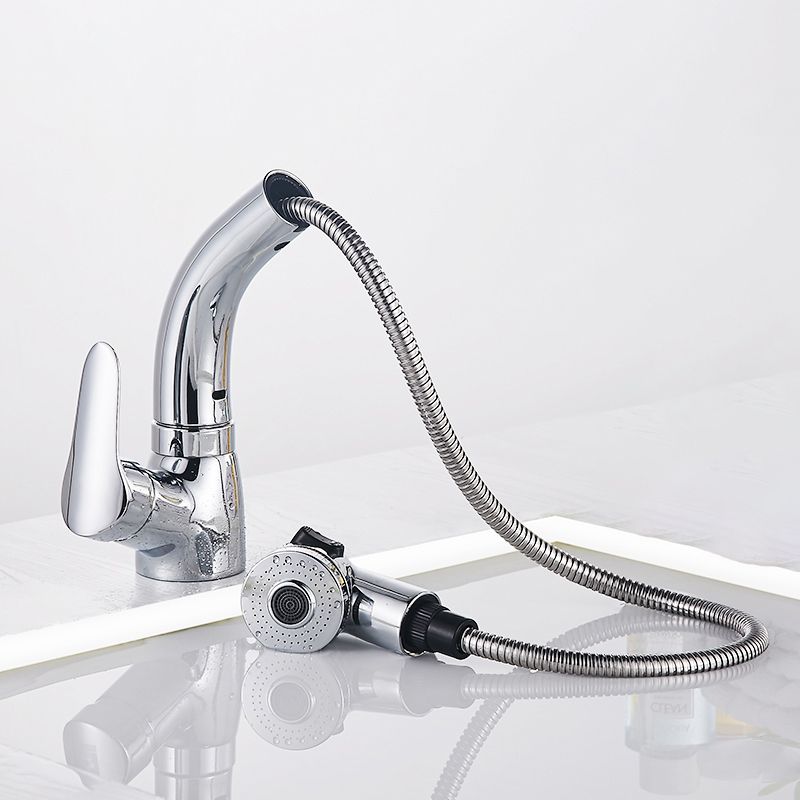 Vessel Sink Bathroom Faucet Swivel Spout Single Handle Faucet with Pull down Sprayer