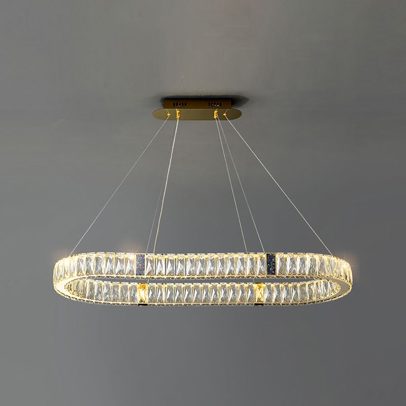 Contemporary Style Oval Shape Island Light Crystal 1 Light Island Lighting in Gold