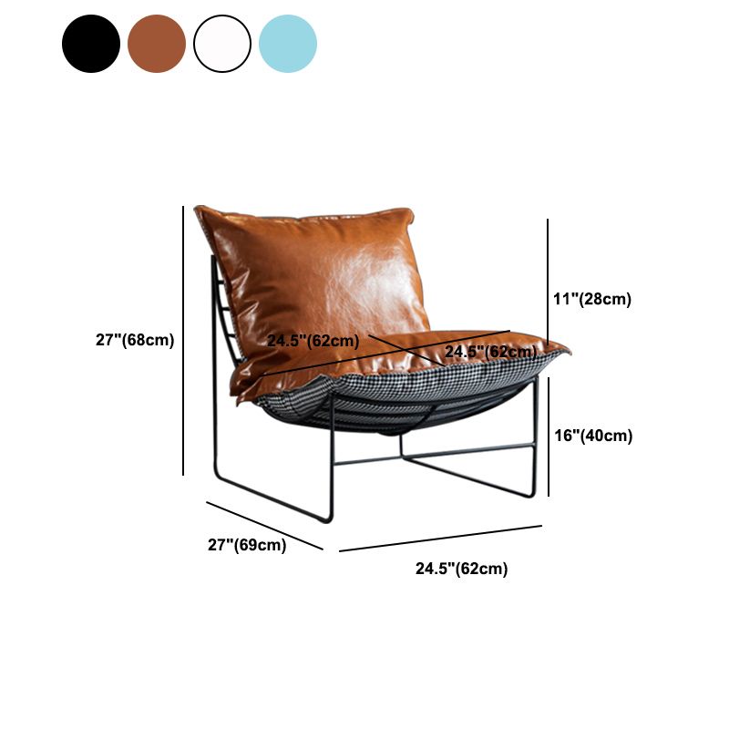 Contemporary Faux Leather Armless Pillow Back with Black Legs Lounge Chair