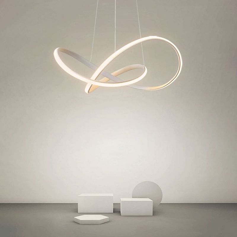 Modern Metal Chandelier Light Fixtures Spiral 1-Light Suspension Pendant Lamps