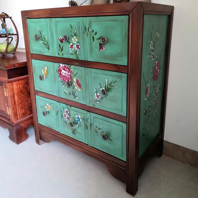 Mid-century Modern Accent Chest with Drawers, Wooden Rectangle Chest