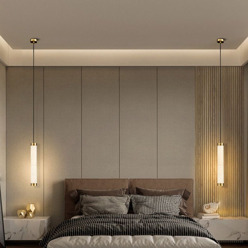 Pendulum a forma di pipa in marmo Minimalismo 1 testa a sospensione bianca per camera da letto