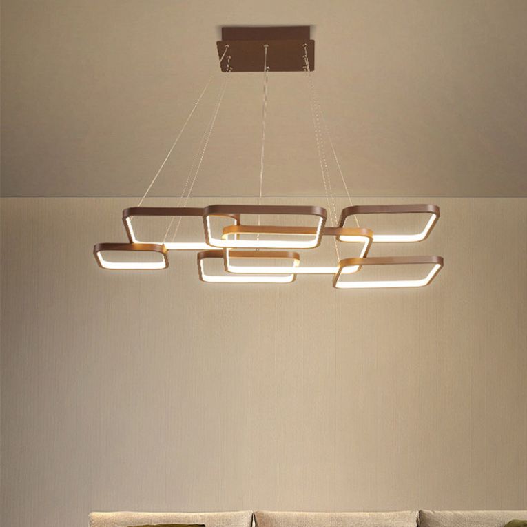 Brown Aluminum Hanging Pendant Lights Modern Hanging Lamps for Living Room