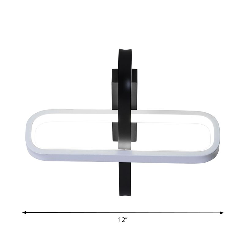 Dual Oblong Acrylic Flush Mount Lamp Minimalist LED Black Flush Ceiling Light, Warm/White Light