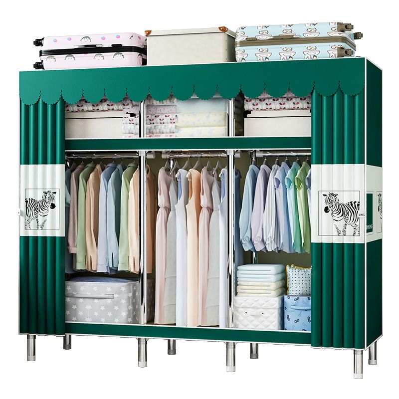 Contemporary Wardrobe Armoire with Shelves Steel Wardrobe Closet