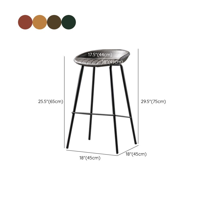Modern Style Counter Stool Faux Leather Backless Barstool with Footrest