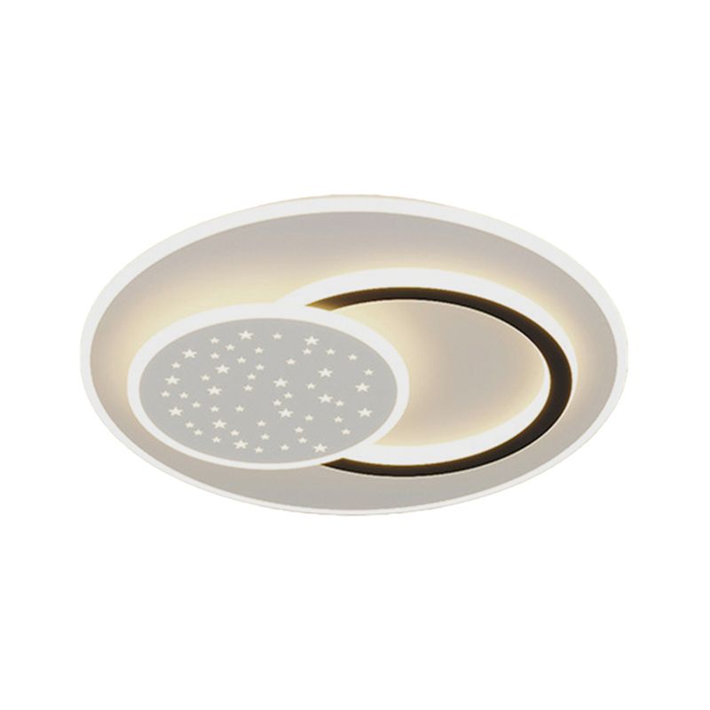 LED Modern Metal Flush Mount Geometric Shape Ceiling Light with Plastic Shade for Bedroom