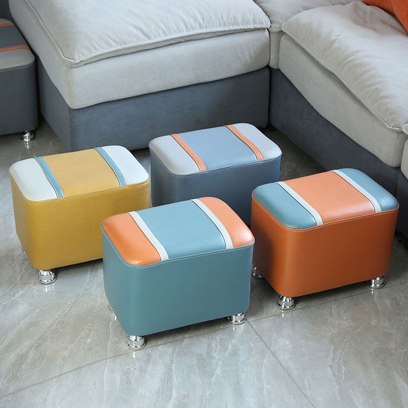 Color Matching Leather Standard Stool Modern Style Simple Rectangular Stool