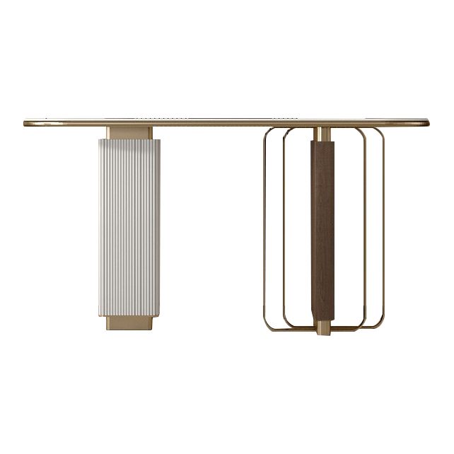 Modern Oval Console Table Stone Console Sofa Table in White for Home