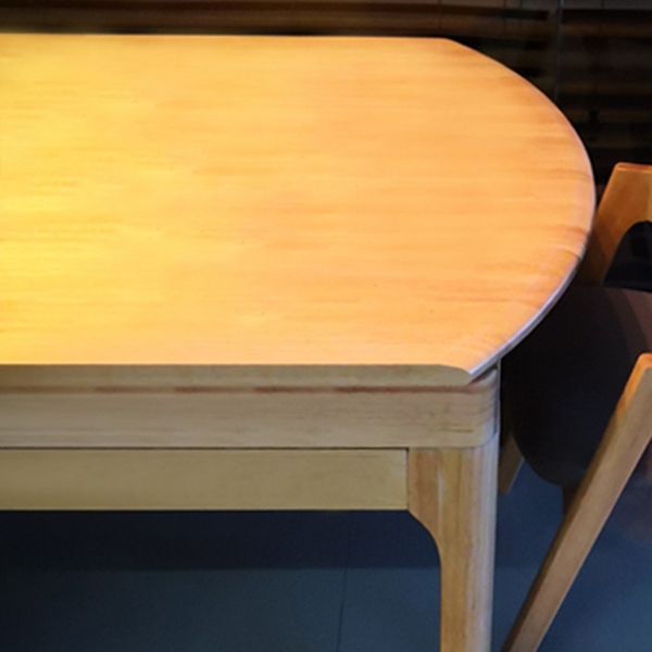 Modern Round Dining Table Brown Solid Wood Drop-Leaf Dining Table with 4 legs
