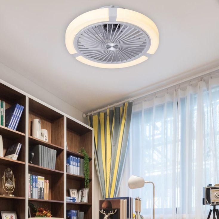 Nordic Round Lüfterleuchte Acrylschlafzimmer LED Semi Flush Deckenleuchte mit Fernbedienung