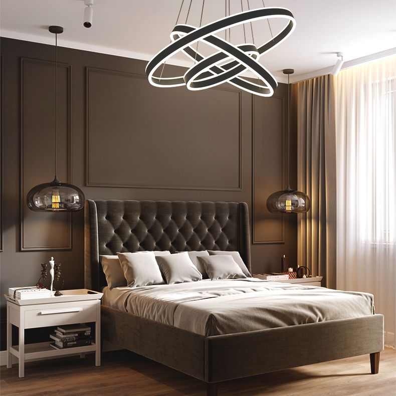 Modern Dining Room Lighting Multiple Rings Hanging Ceiling Lights Metal Chandelier