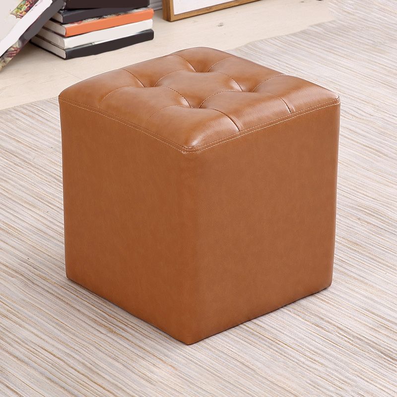 Modern Leather Pouf Water Resistant Square Pouf for Living Room