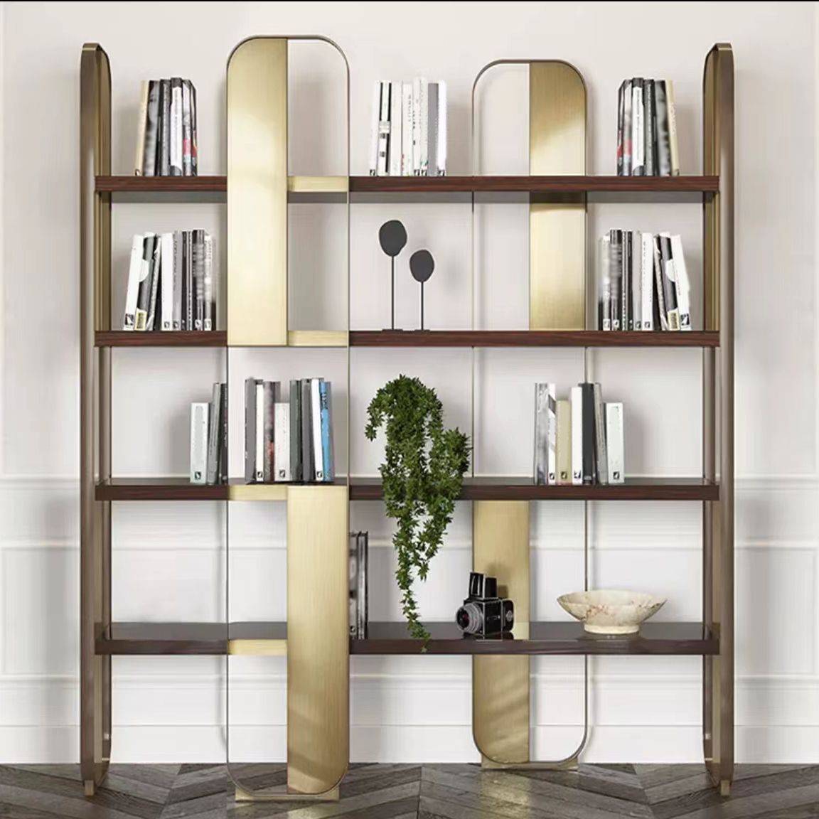 Glam Engineered Wood Bookshelf Standard Open Back Bookcase with Shelves