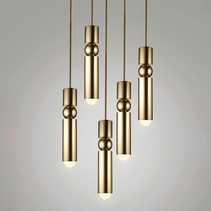 Cilindro a forma di geometrico a forma di metallo appeso a 1 luce post-moderna mini ciondolo per camera da letto