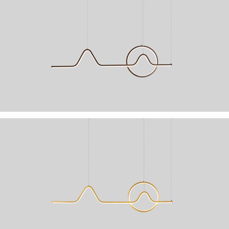 Simplicity Contemporary Style Island Light Line Shaped LED Hanging Light for Sitting Room