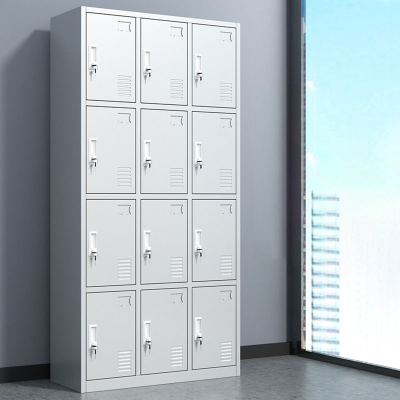 Metal Hinged Door Storage Cabinet Contemporary Gray Cabinet for Bathroom