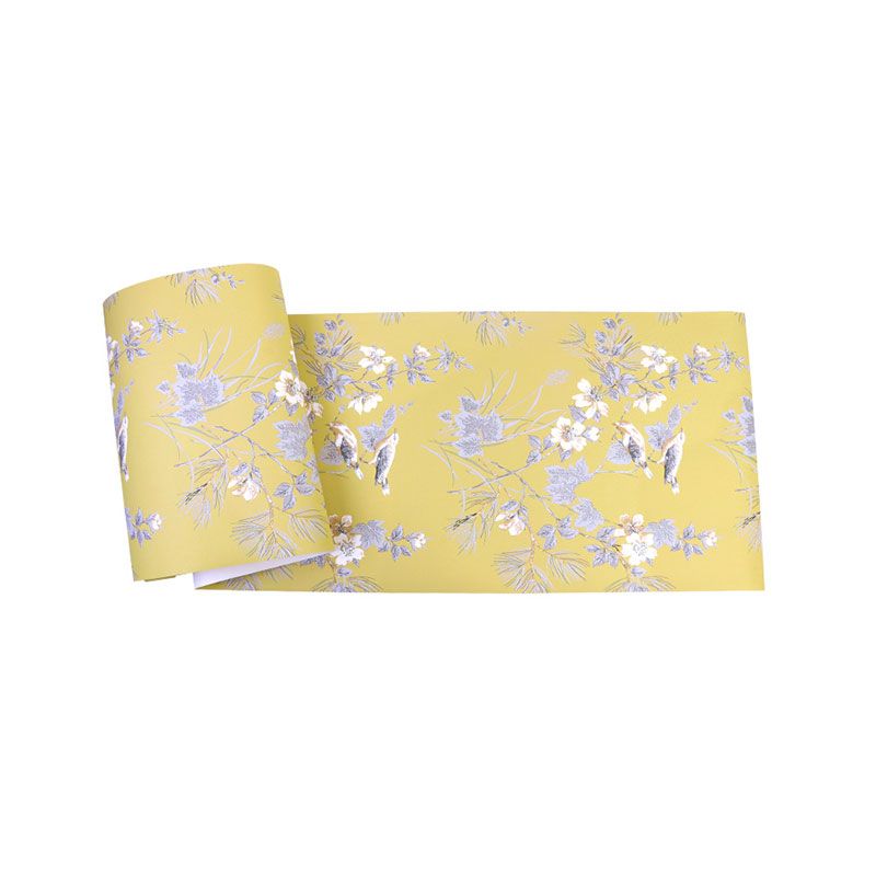Non-Pasted Wallpaper Roll with Bird and Flower Design for Coffee Shop, 33'L x 20.5"W