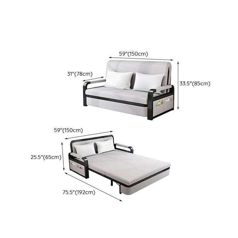 Contemporary Foldable Futon Sleeper Light Gray Futon and Mattress with Storage