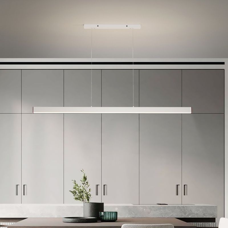 Modern Metal Island Lamp Linear 1-Light Restaurant Pendant Light with Acrylic Shade