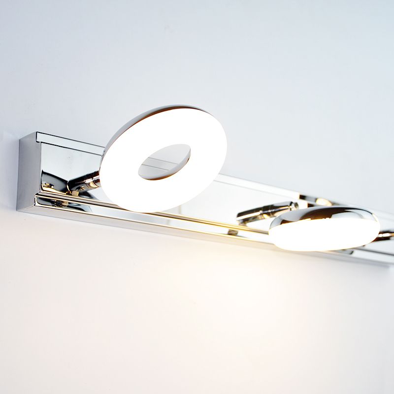 Lámpara de espejo simple moderno lámpara de espejo de acero inoxidable de acero inoxidable luz de espejo de maquillaje ajustable para baño