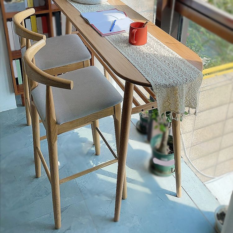 Natural Counter Height Pub Set 1/2/3 Pcs Solid Wood Bar Table and Upholstered Stools