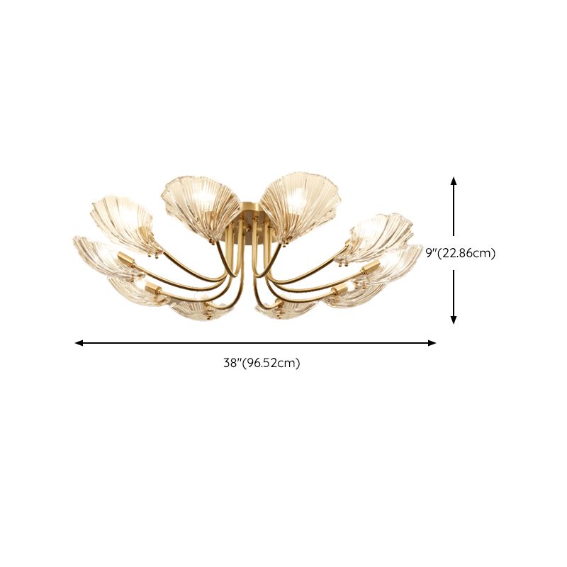 Nordic Style Ceiling Light Shell Shape Ceiling Lamp with Glass Shade for Bedroom