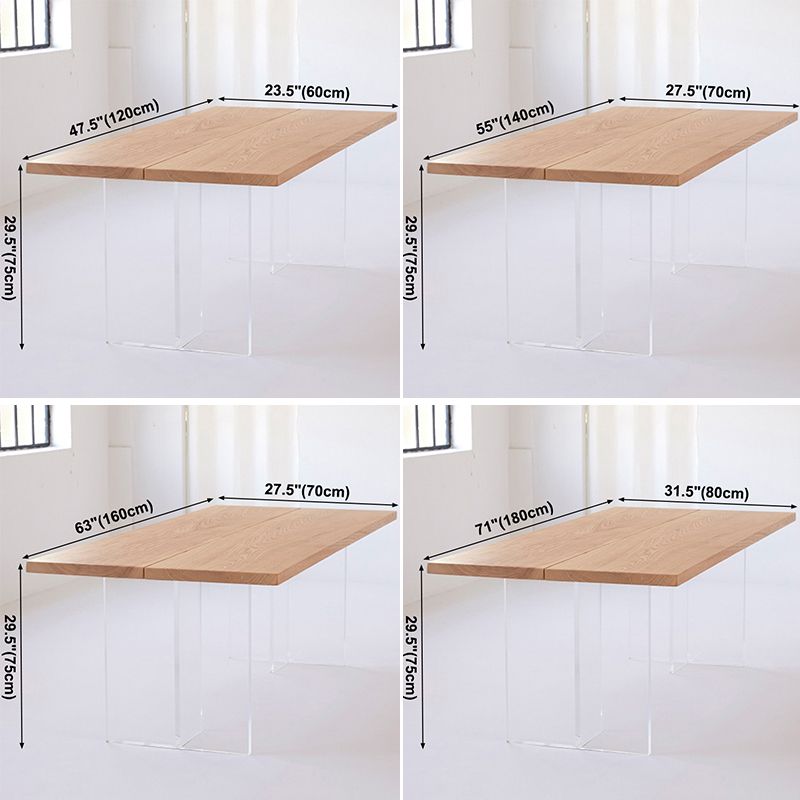 Double Pedestal Dining Table Simple Style Pine Solid Wood Dining Site Table