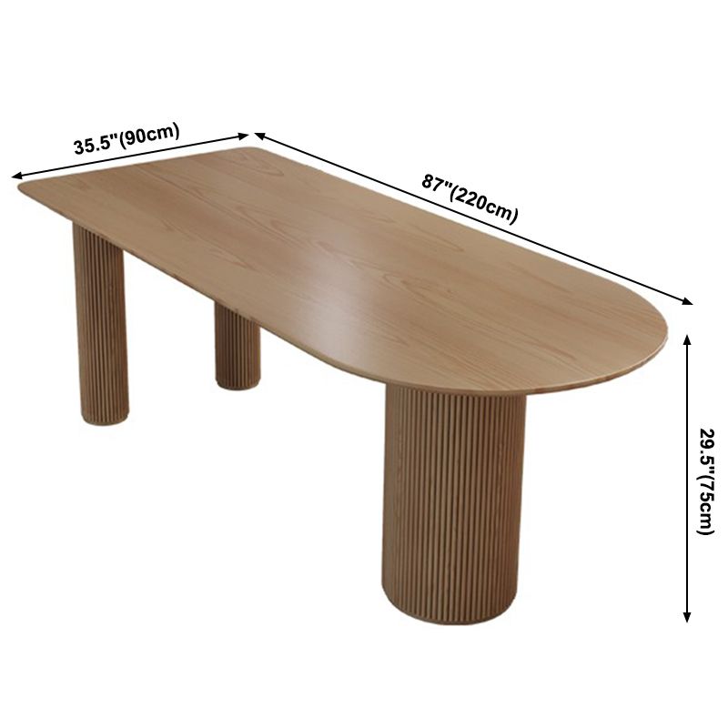 Mesa de forma de comedor de madera maciza de estilo simple para el hogar con base de pedestal doble
