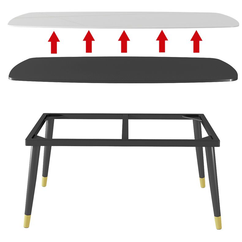 Modern Sintered Stone Standard Dining Table Rectangle Shape Dining Table for Kitchen