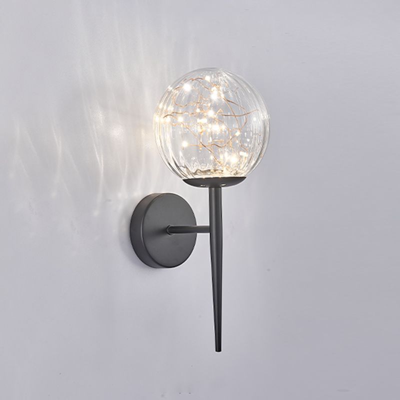 Gypsophila Sconce Lights con tonalità in vetro trasparente muro moderno appeso alla luce in ottone/nero