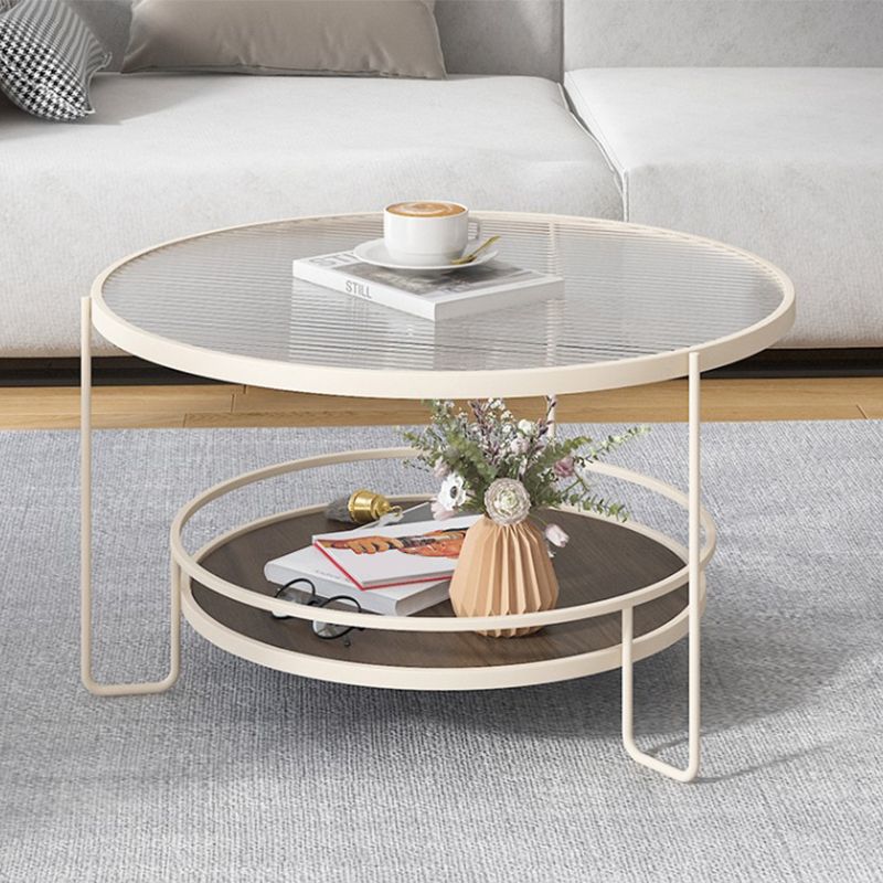 Modern Single Coffee Table Glass Coffee Table with Storage Shelf