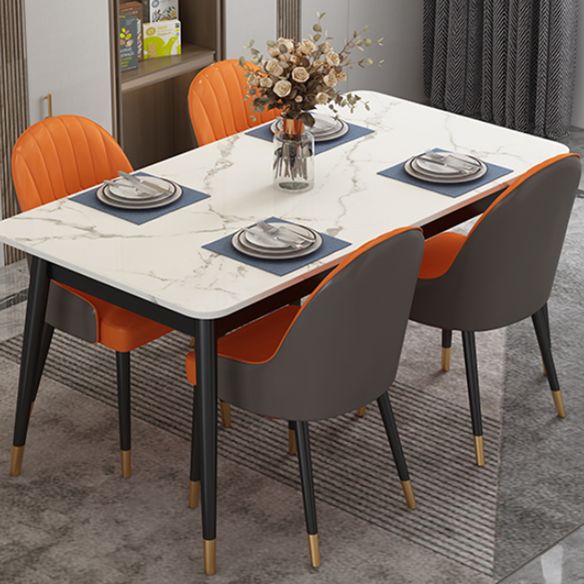 Modern Style Sintered Stone Dining Set with Rectangle Shape Dinette Set with 4 Legs Table