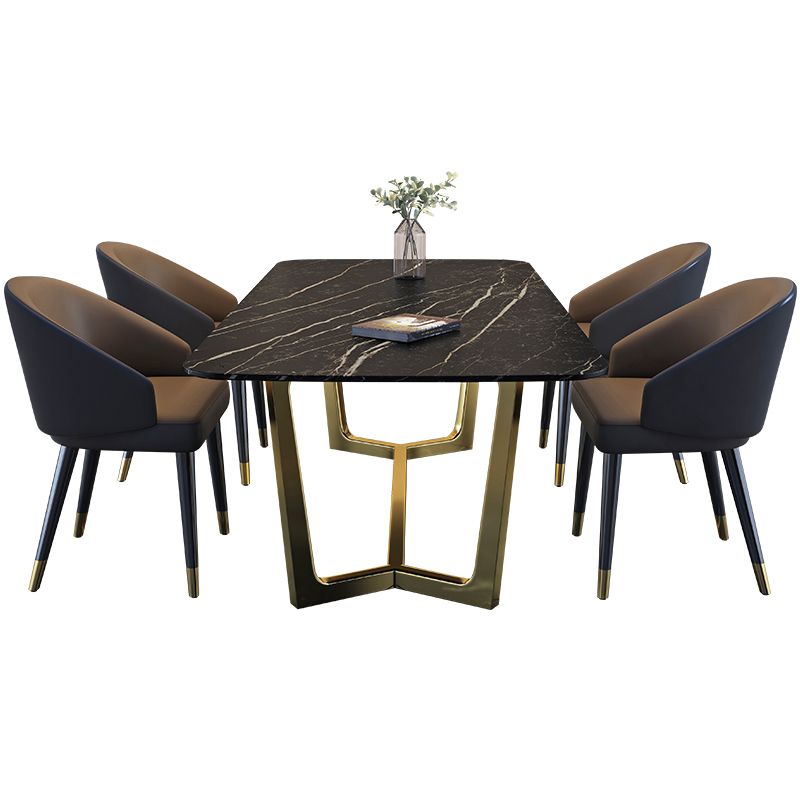 Rectangle Trestle Counter Luxury Table Black Fixed Table of Sintered Stone