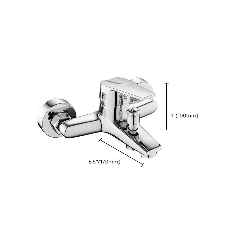 Contemporary Wall Mounted Bathroom Faucet Lever Handles 2 Hole Faucets Brass Faucet