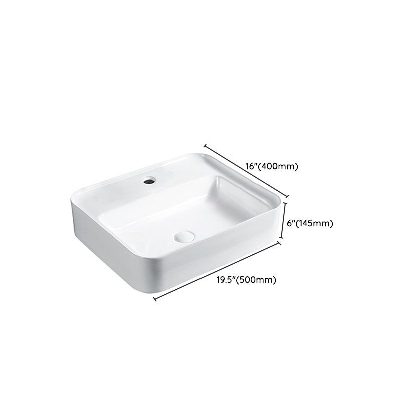 Modern Vessel Bathroom Sink Porcelain with Pop-Up Drain Vessel Sink without Faucet