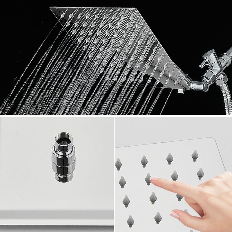 Silver Square Fixed Shower Head Modern Style Wall-Mount Showerhead