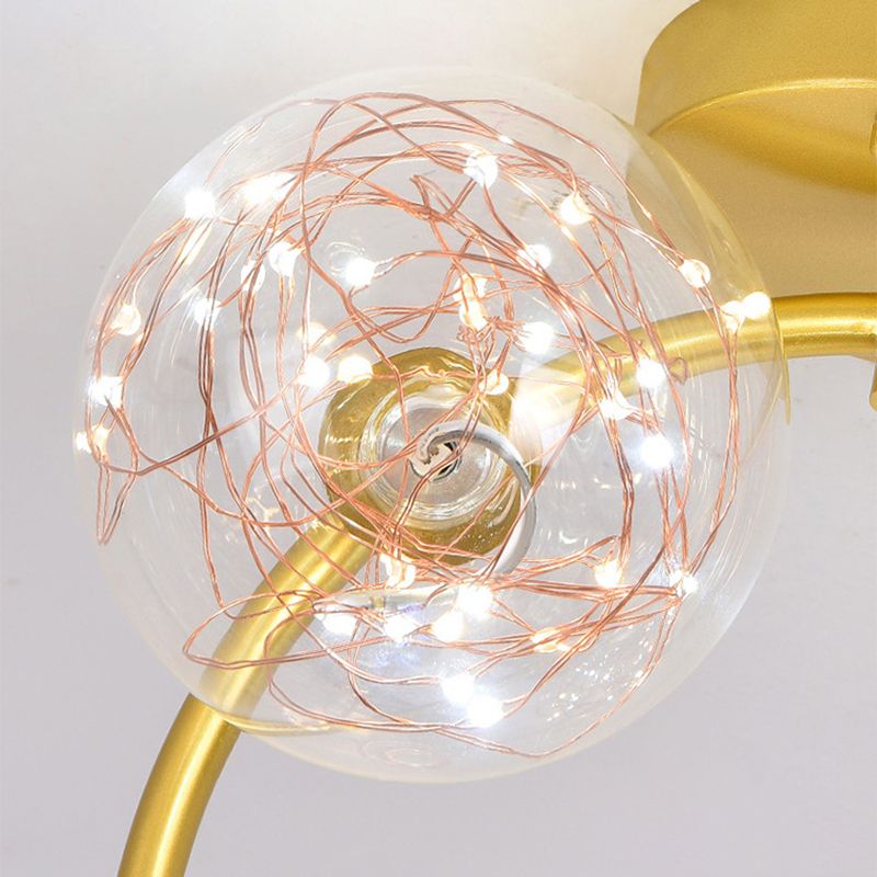 Modern Gold Ceiling Lighting Glass Semi Flush Mount for Hallway