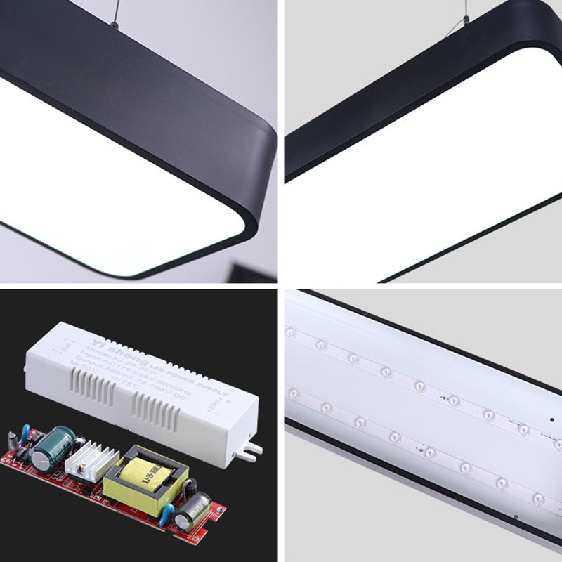 Einfache Rechteck -Anhänger Beleuchtung Metall Office LED Hängende Licht mit Acryldiffusor