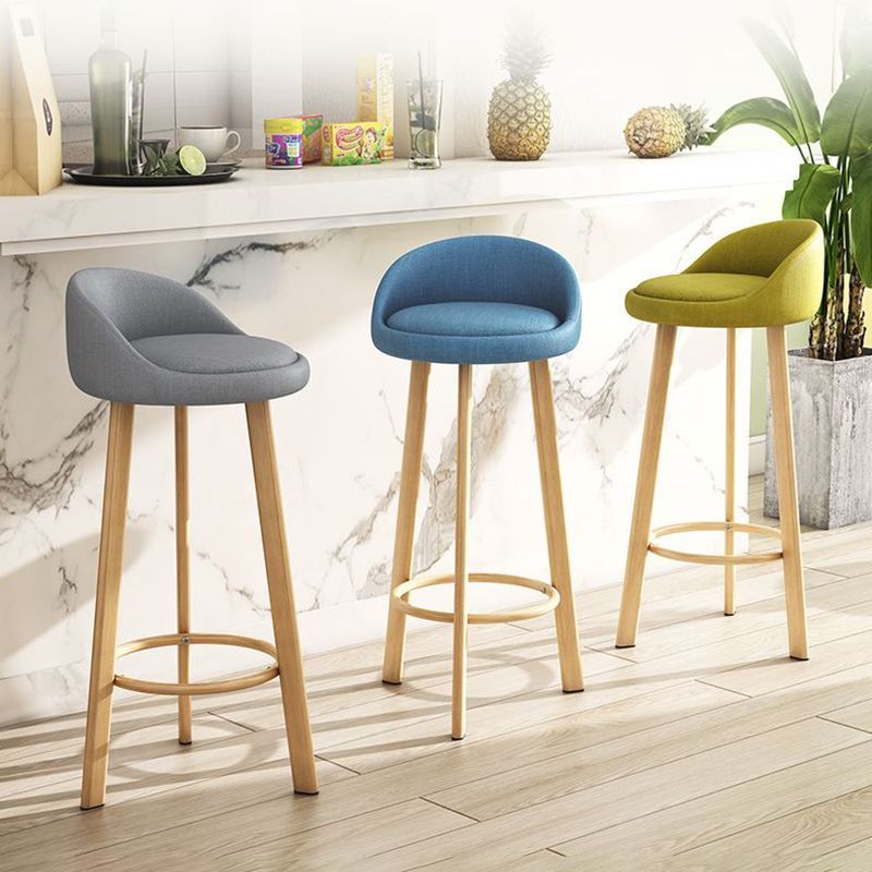 Modern Armless Backrest Counter Stool Steel Cashier Bar Stool with Cushion and Pedal