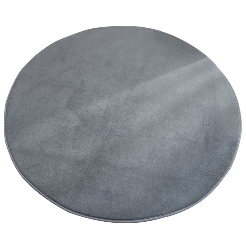 Grey Living Room Area Rug Polyester Solid Color Area Carpet Non-Slip Backing Rug