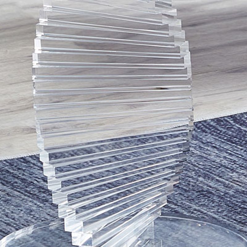 Glam Clear Round Acrylic Top Side Table 23.62" Tall Abstract Base End Table