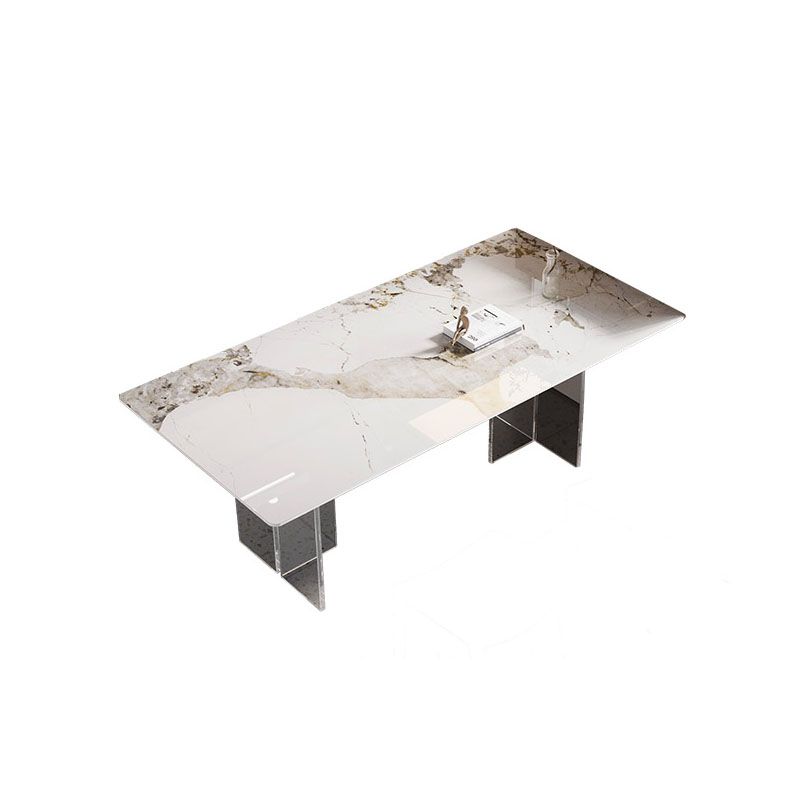 Modern Sintered Stone Dining Table Acrylic Dinner Room Kitchen Table