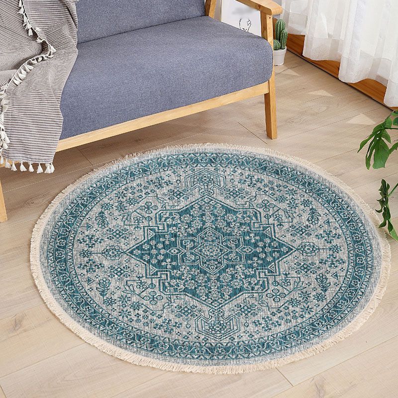 Tapis moderne multicolore Coton Impression florale Tapis intérieur Tapis de soins faciles pour le salon