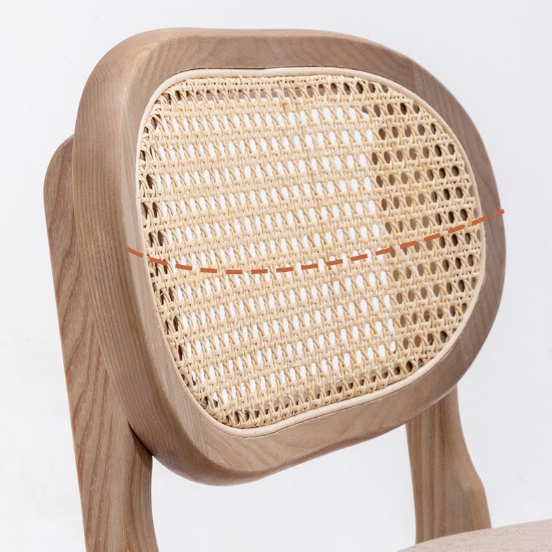 Contemporary Ash Wood Bar Stools Indoor Rattan Low Back Stool