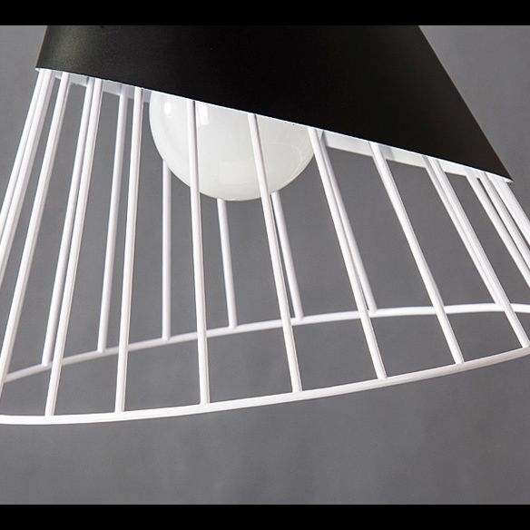 Metal Tapered Hanging Light Nordic Modern 1 Light  Restaurant Ceiling Pendant Lamp with Wooden Top