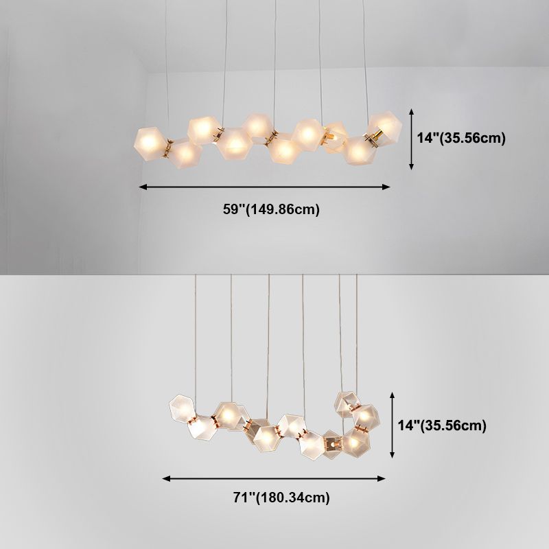 Frosted Glass Island Beleuchtung künstlerischer Esszimmer Suspension Licht in Gold