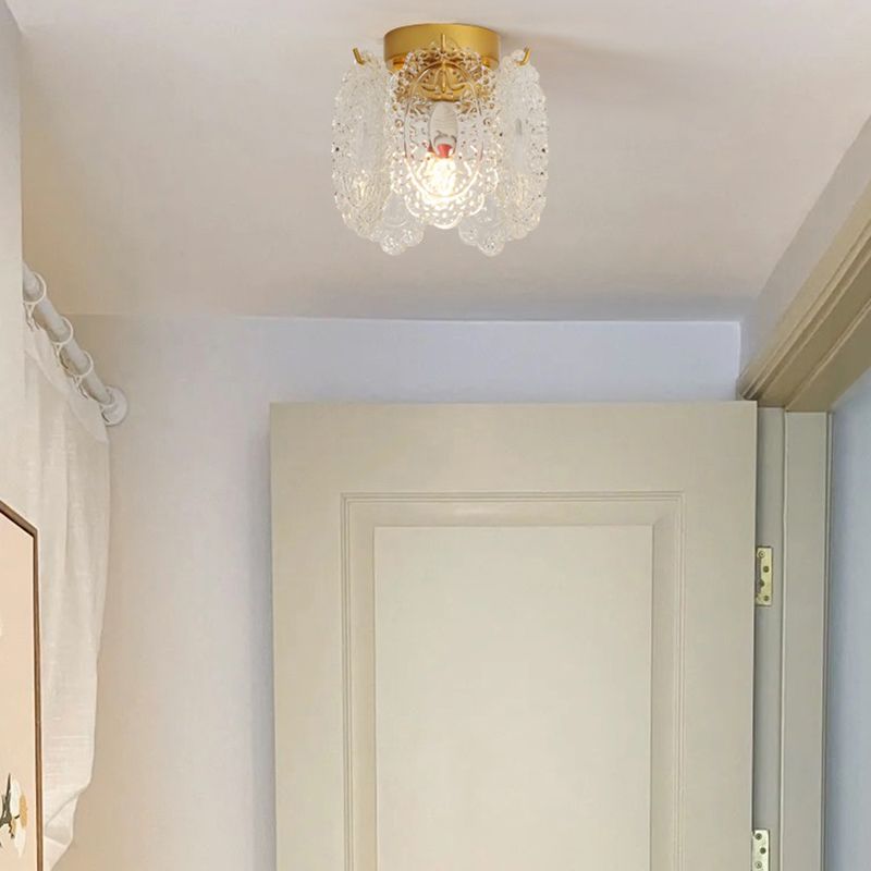 Modern Flush Mount Light Simple Flush Mount Ceiling Light Fixture with Glass Shade