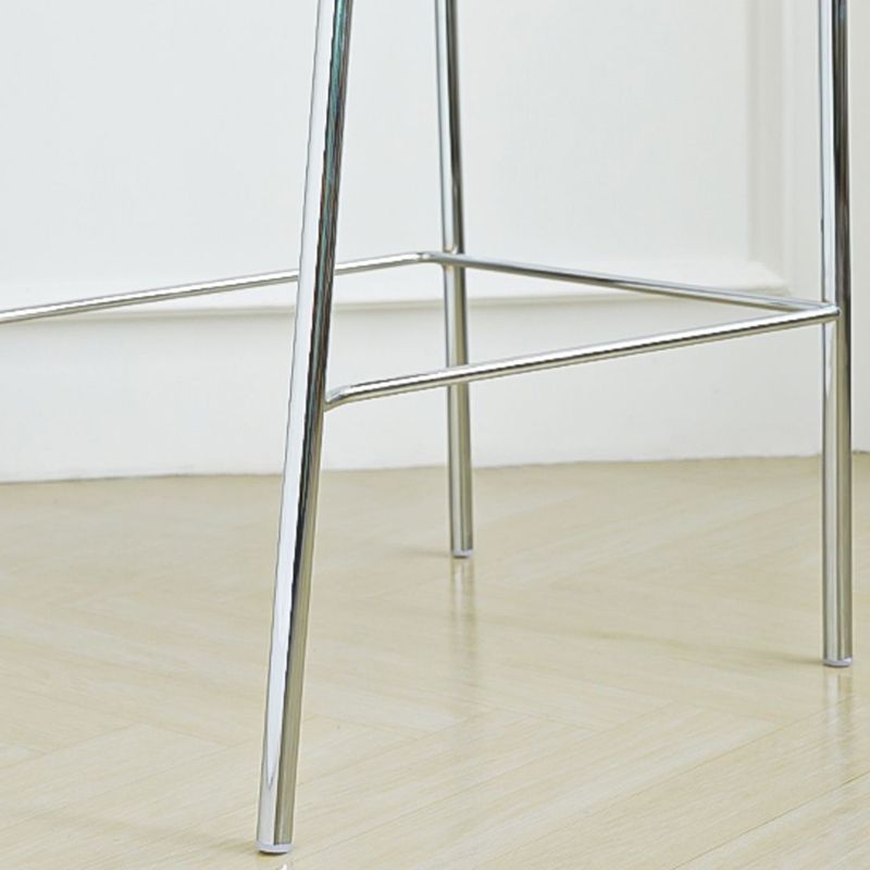 Modern Armless Backrest Counter Stool Iron Bar Stool with Wooden Seat and Pedal for Cafe